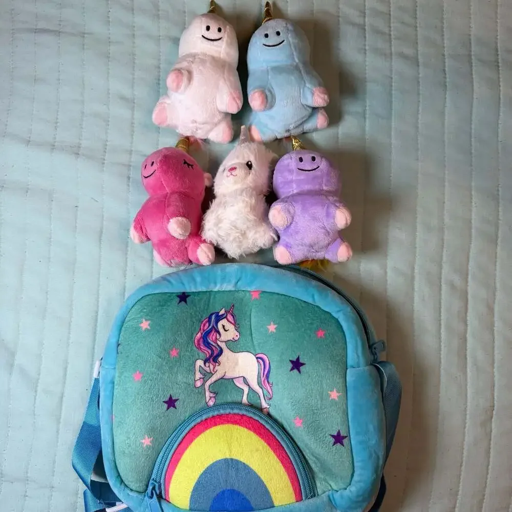 Plush Unicorn Crossbody Bag with 5 Mini Unicorn and Animal Stuffed Toys